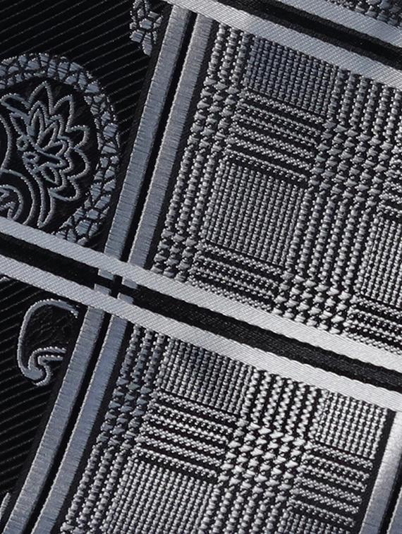 black silk tie and pocket square combo - 16178621 - Zoom Image - 4