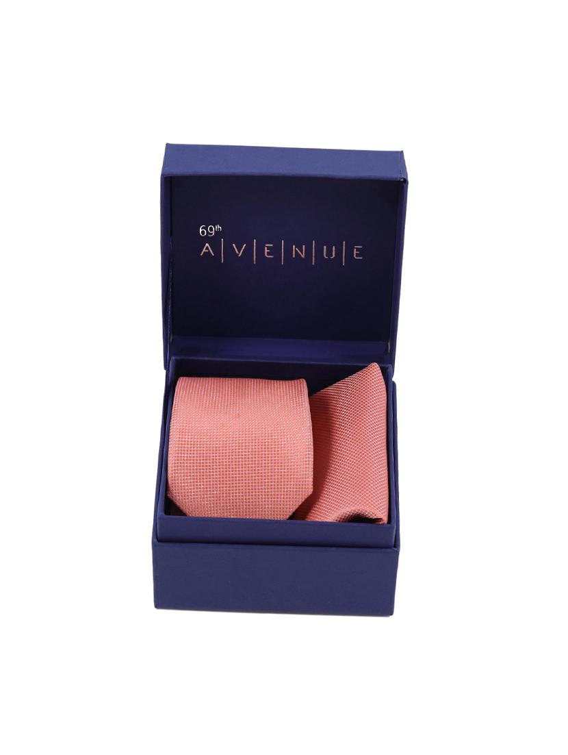 pink polyester tie and pocket square combo - 16178658 - Zoom Image - 5