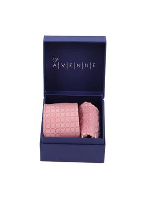 pink polyester tie and pocket square combo - 16178661 - Standard Image - 5