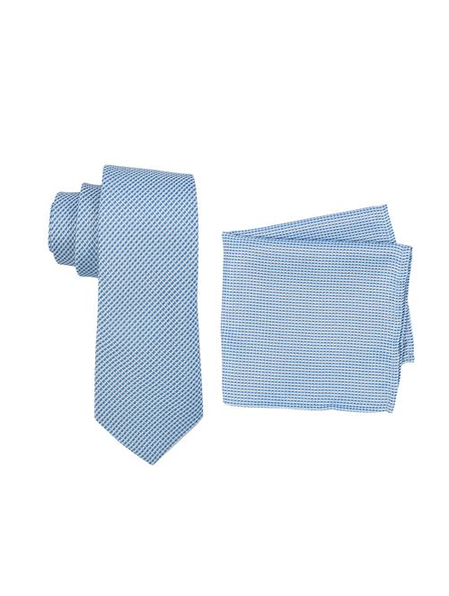 blue polyester tie and pocket square combo - 16178662 - Standard Image - 1