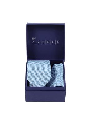 blue polyester tie and pocket square combo - 16178662 - Standard Image - 5