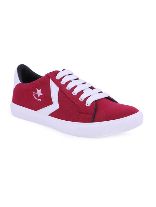 maroon canvas lace up sneakers - 16179126 - Very Small Image - 1