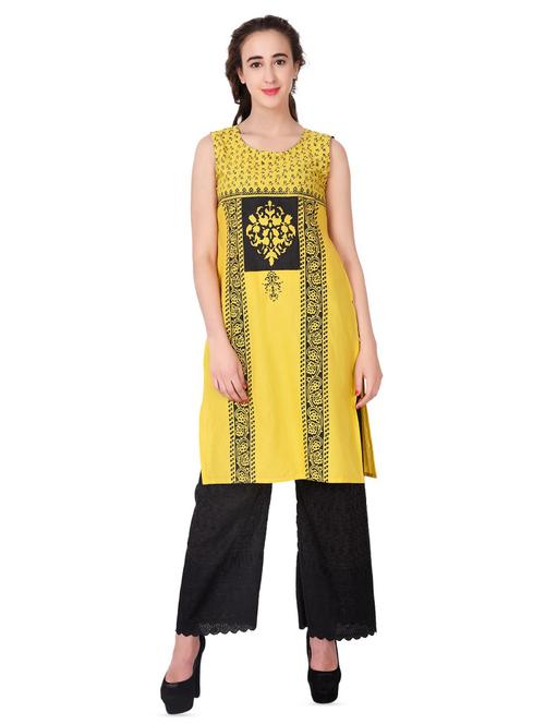 block printed straight kurta - 16179236 - Very Small Image - 1