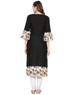 bell sleeved straight kurta - 16179249 - Standard Image - 3