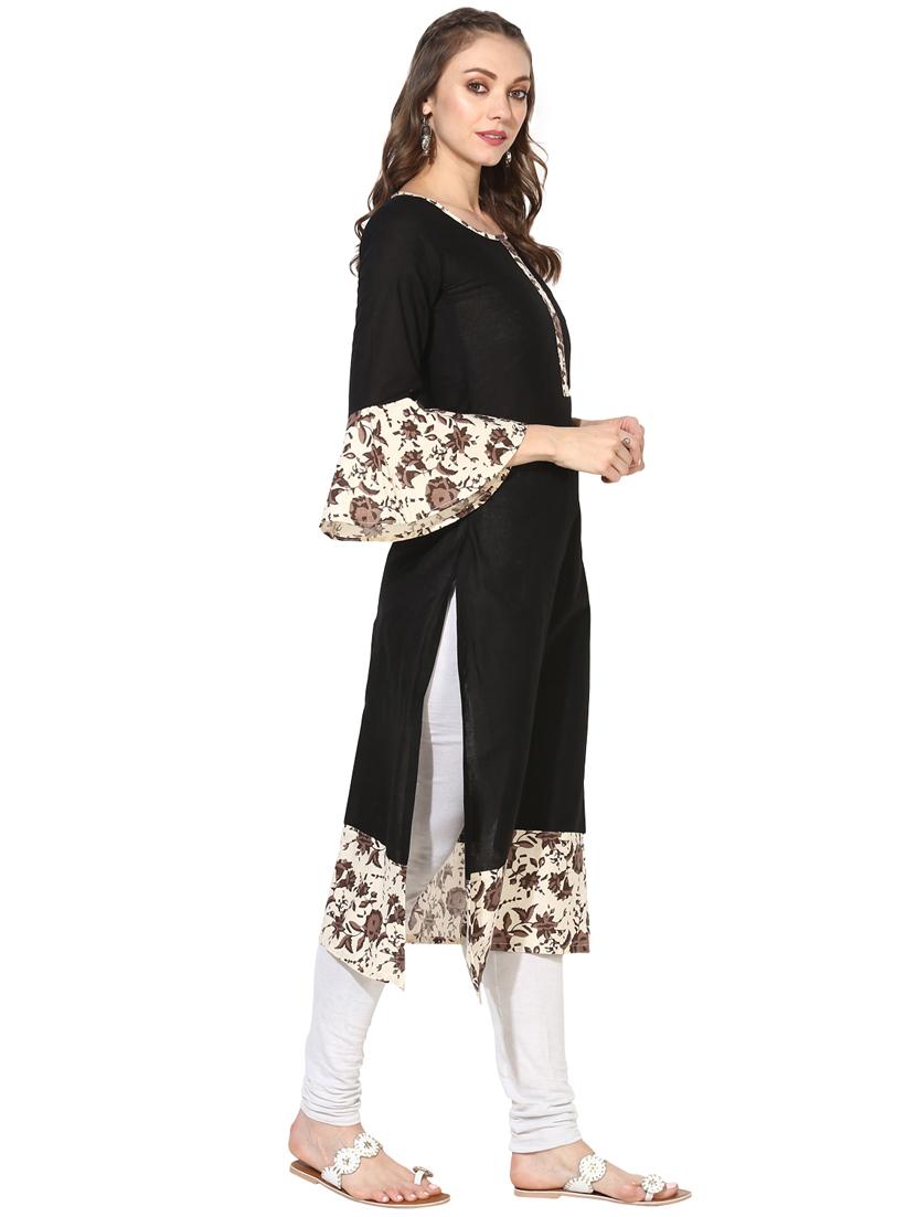 bell sleeved straight kurta - 16179249 - Zoom Image - 2