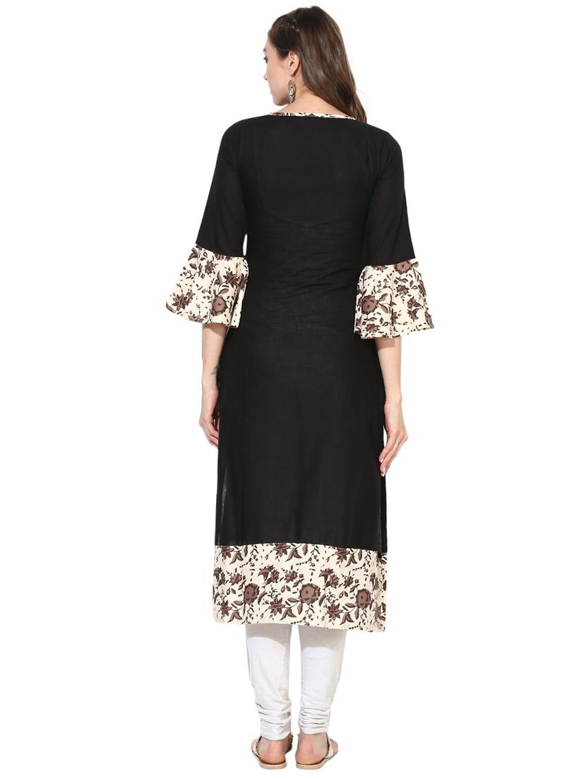 bell sleeved straight kurta - 16179249 - Zoom Image - 3