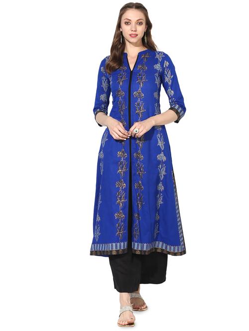 block printed a-line kurta - 16179281 - Standard Image - 1