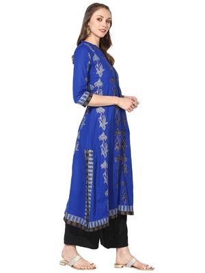 block printed a-line kurta - 16179281 - Standard Image - 2