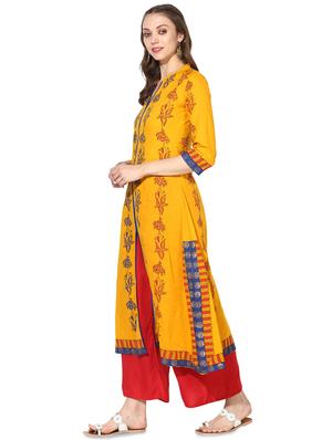 block printed a-line kurta - 16179282 - Standard Image - 2