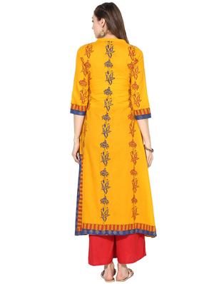 block printed a-line kurta - 16179282 - Standard Image - 3