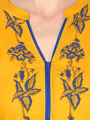 block printed a-line kurta - 16179282 - Standard Image - 4