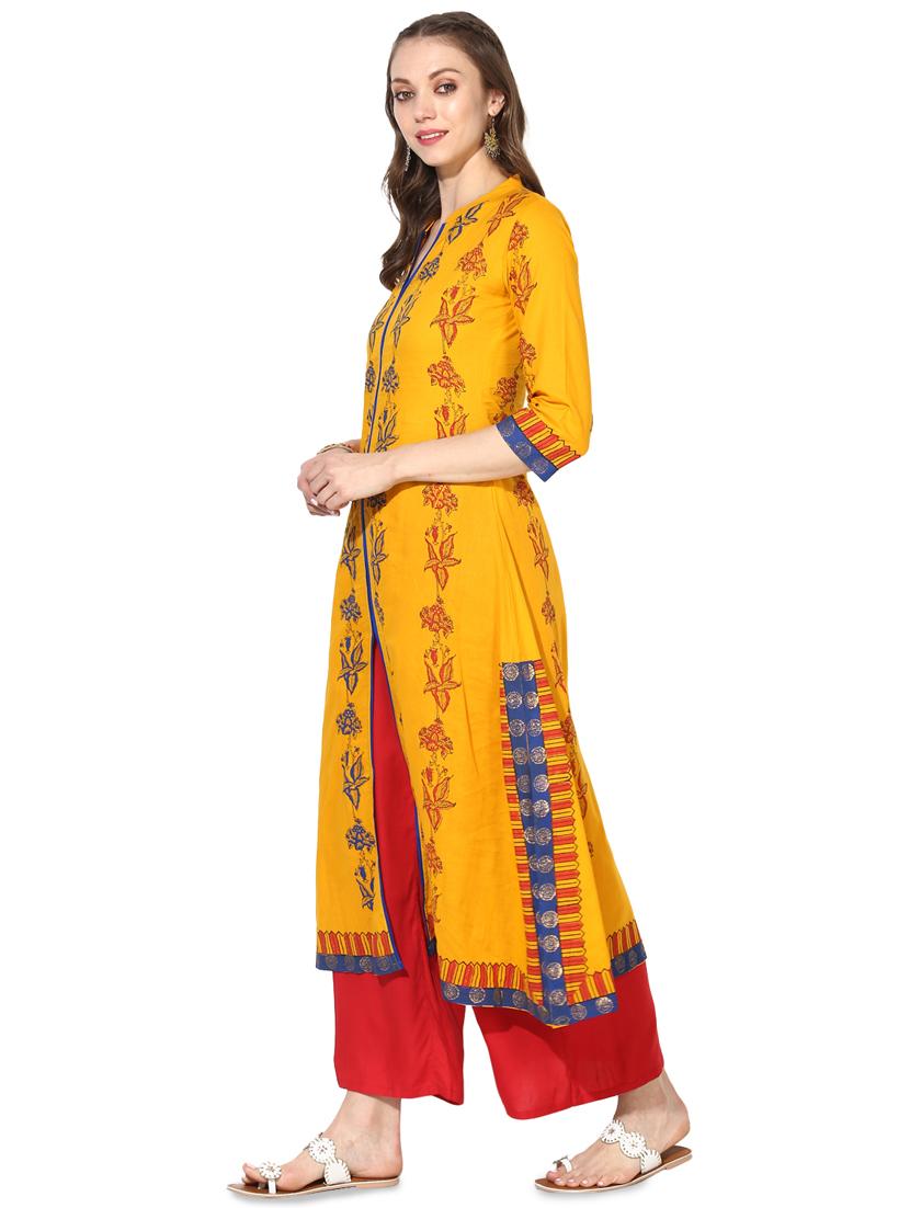 block printed a-line kurta - 16179282 - Zoom Image - 2