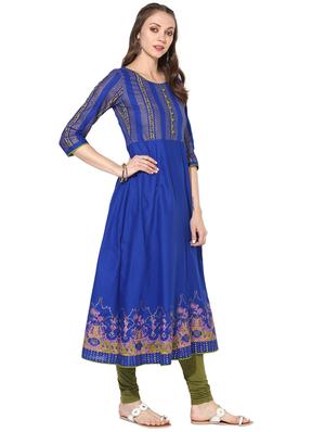 block printed flared kurta - 16179286 - Standard Image - 2