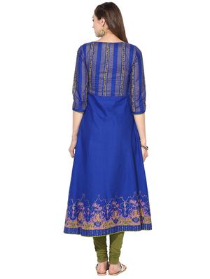 block printed flared kurta - 16179286 - Standard Image - 3