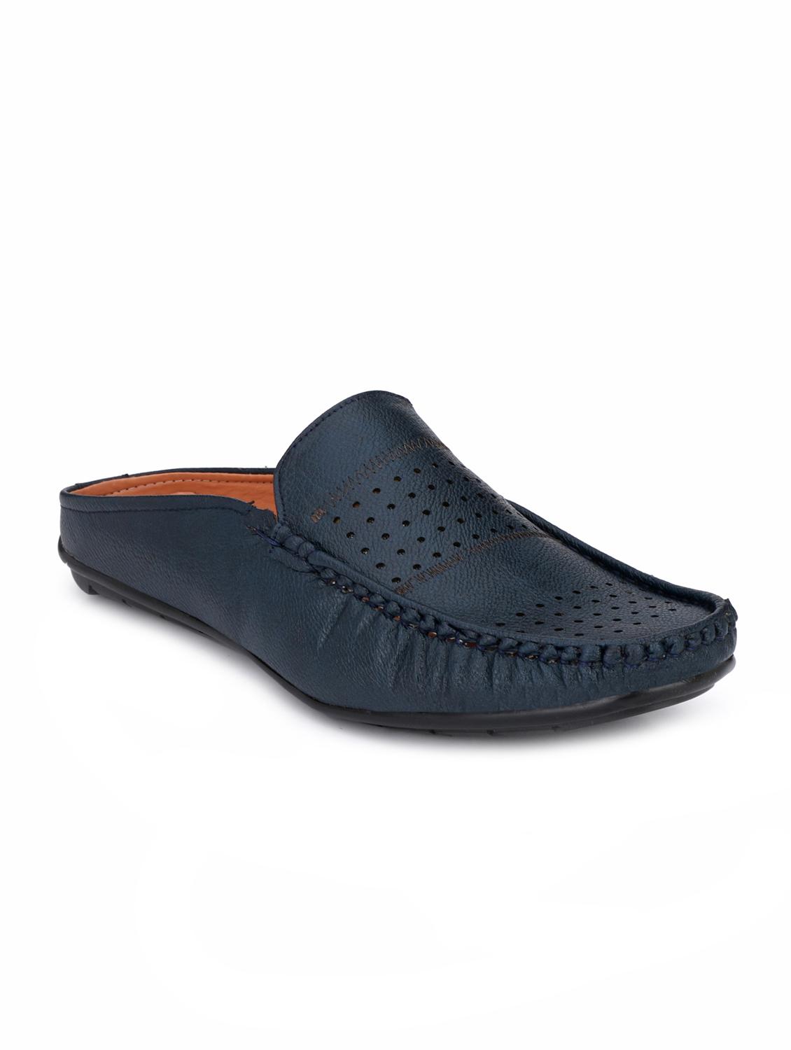 blue leatherette slip on loafers - 16183781 - Zoom Image - 1