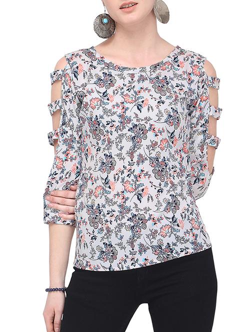 cut out sleeved floral top - 16183835 - Standard Image - 1