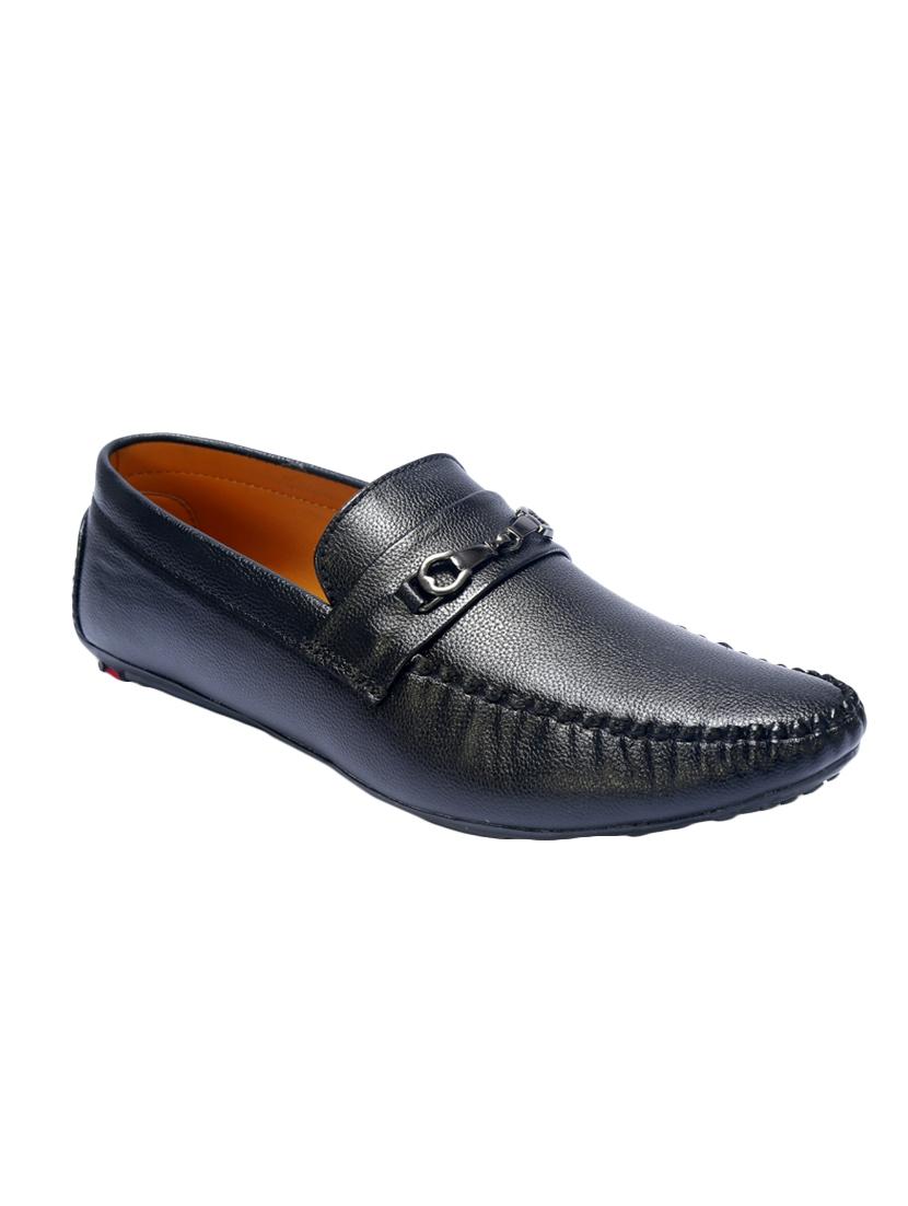 black leatherette slip on loafers - 16183912 - Zoom Image - 1