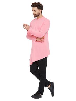 pink solid asymmetric kurta - 16184017 - Standard Image - 4