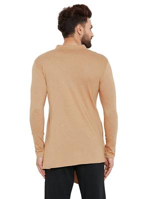beige cotton asymmetric kurta - 16184131 - Standard Image - 3
