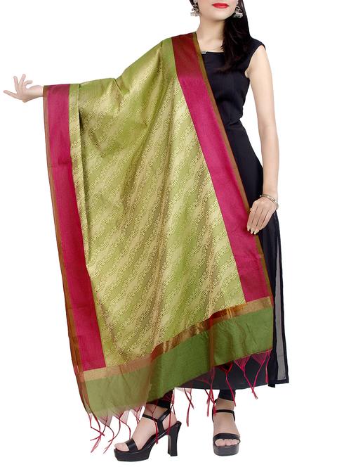green art silk banarasi dupatta - 16184941 - Standard Image - 1