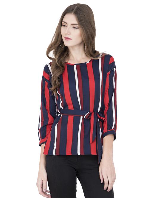 tie front striped top - 16185148 - Standard Image - 1