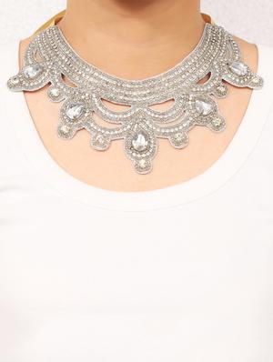 silver crystal statement necklace - 16185773 - Standard Image - 3