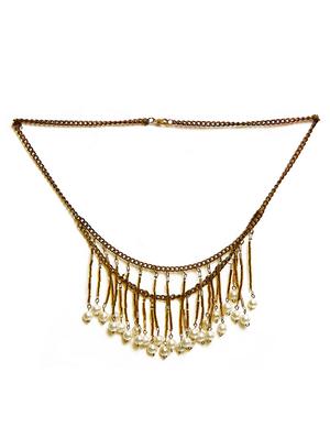 gold metal long necklace - 16185775 - Standard Image - 2