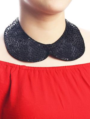 black cotton blend statement necklace - 16185784 - Standard Image - 2