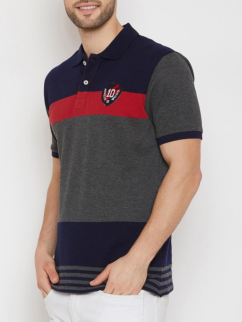 grey striped polo t-shirt - 16186189 - Zoom Image - 2