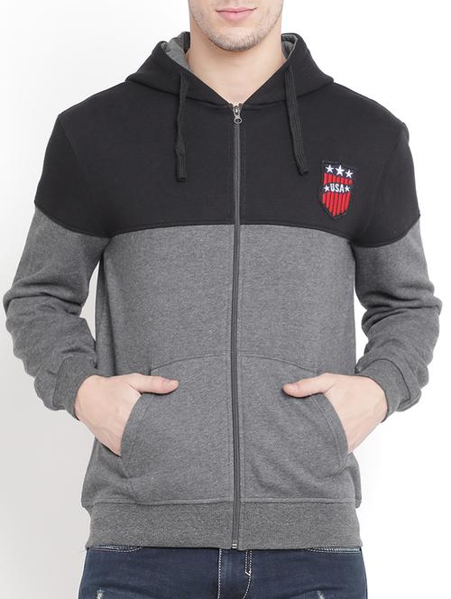 grey fleece color block sweatshirt - 16186241 - Standard Image - 1