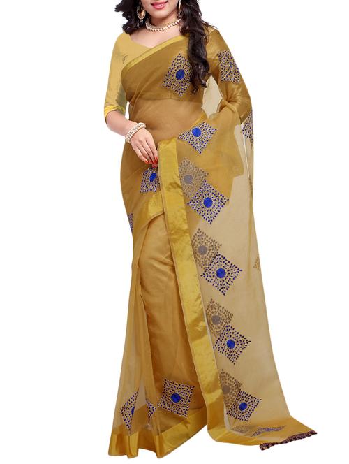 Embroidered bordered saree with blouse - 16186601 - Standard Image - 1