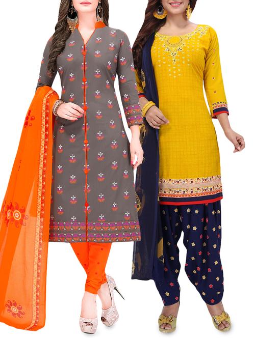 set of 2 multicolor unstitched suit combo - 16186654 - Standard Image - 1