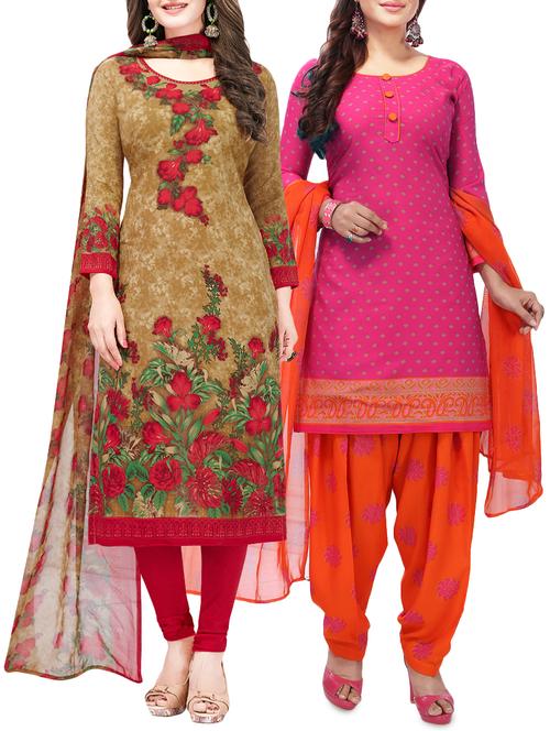set of 2 multicolor unstitched suit combo - 16186660 - Standard Image - 1