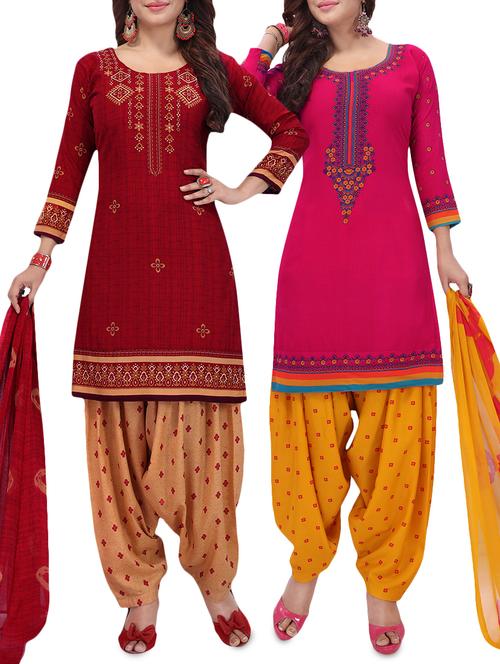 set of 2 multicolor unstitched suit combo - 16186677 - Standard Image - 1