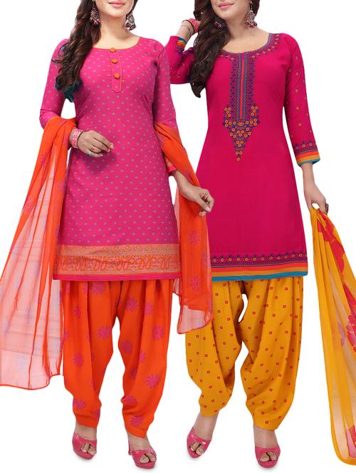 set of 2 multicolor unstitched suit combo - 16186678 - Standard Image - 1