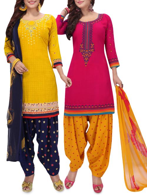 set of 2 multicolor unstitched suit combo - 16186679 - Standard Image - 1