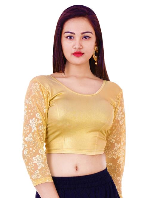 gold cotton solid blouse - 16186778 - Standard Image - 1