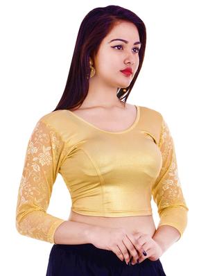 gold cotton solid blouse - 16186778 - Standard Image - 2