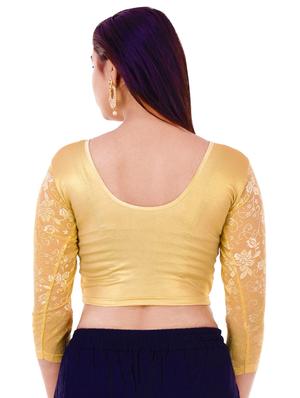 gold cotton solid blouse - 16186778 - Standard Image - 3