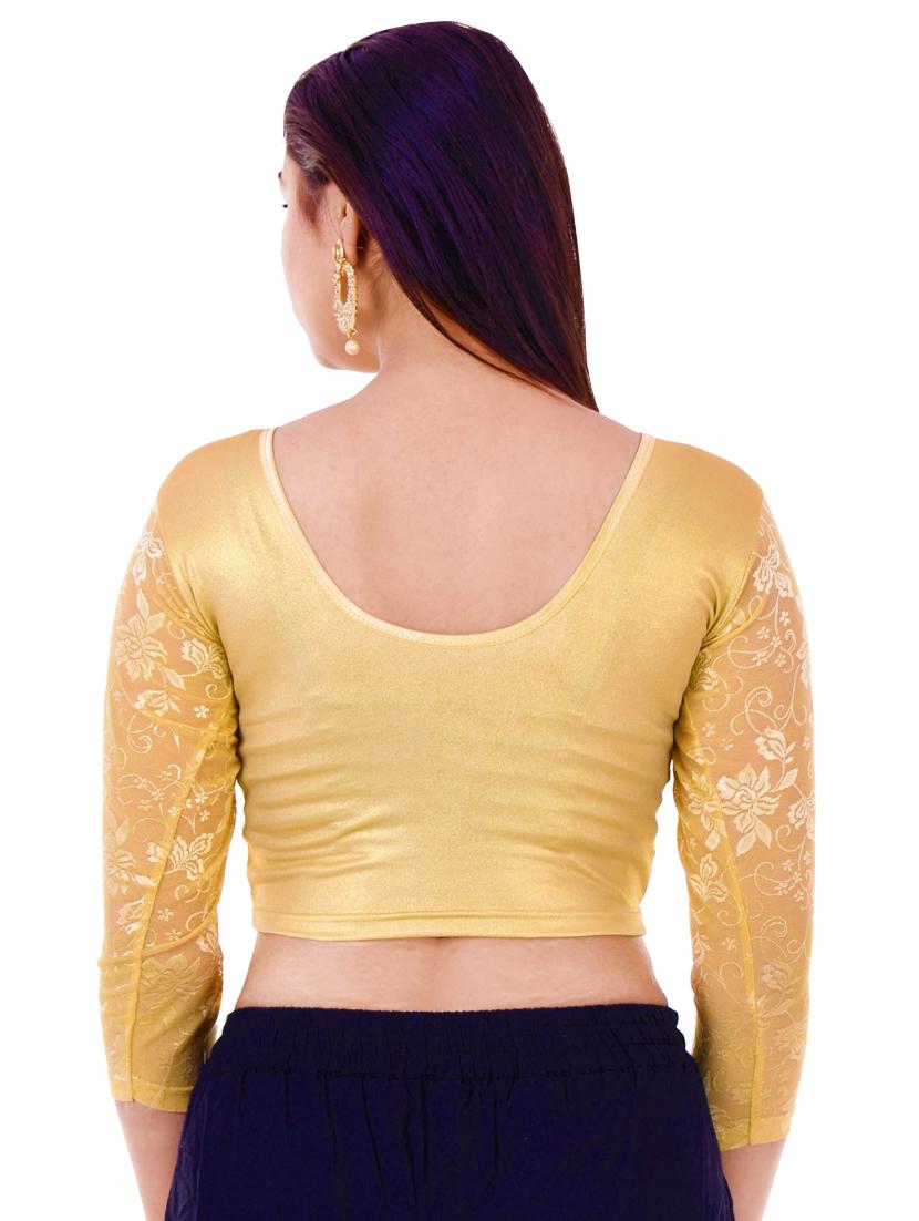gold cotton solid blouse - 16186778 - Zoom Image - 3