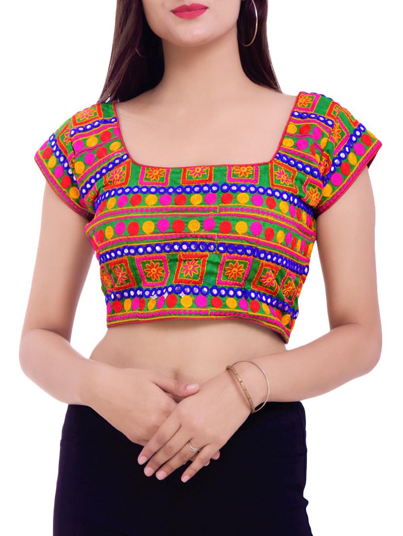 multi colored silk embroidered blouse - 16186781 - Zoom Image - 1