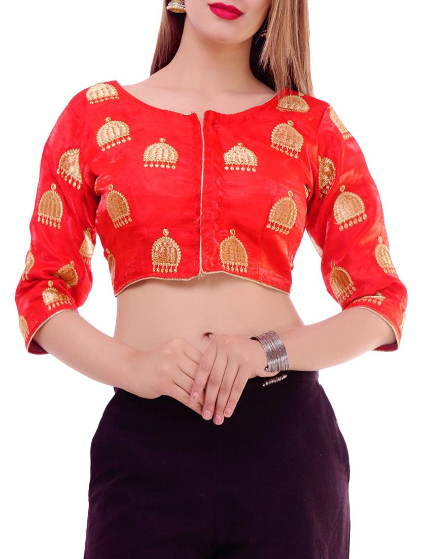 red silk embroidered blouse - 16186802 - Zoom Image - 1