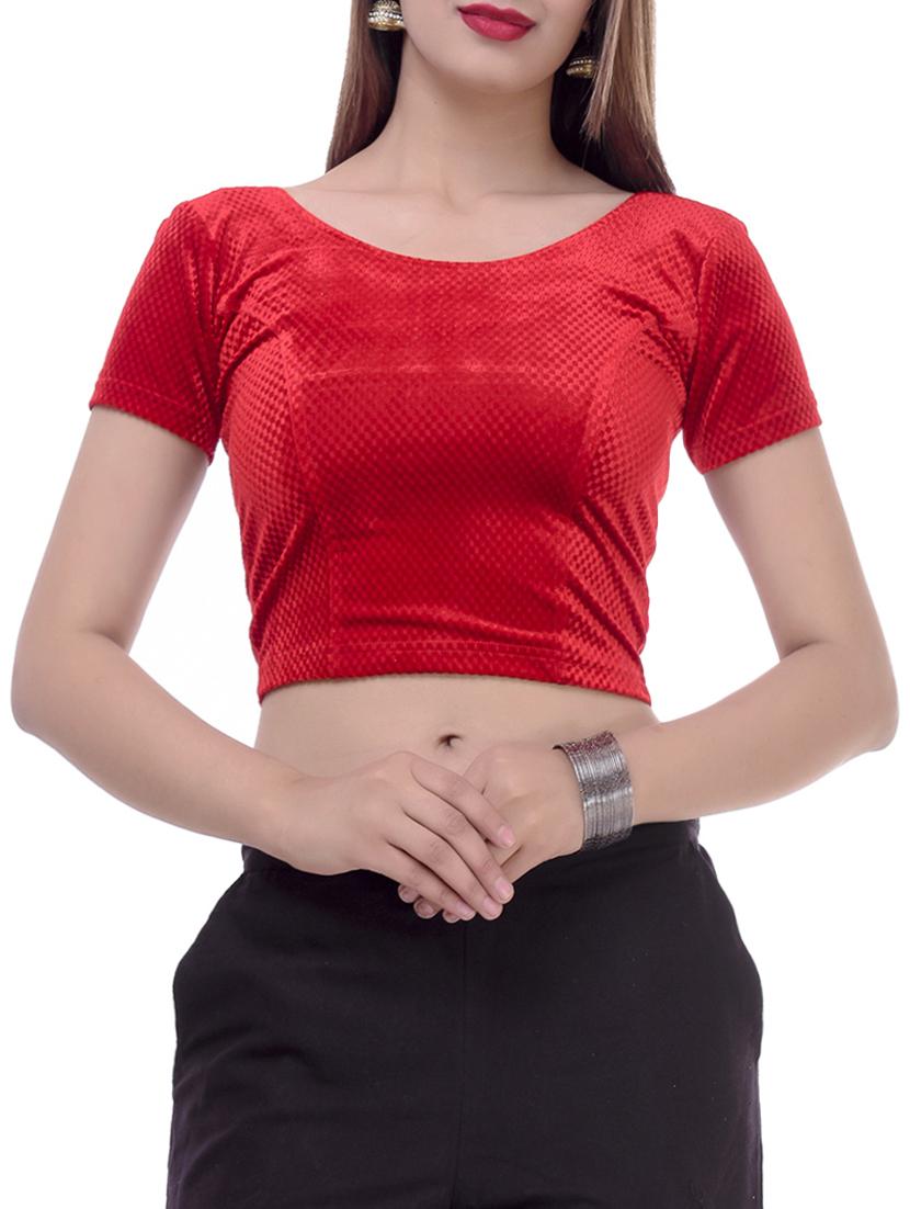 red velvet solid blouse - 16186805 - Zoom Image - 1