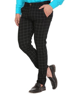 black checkered flat front casual trouser - 16186833 - Standard Image - 2