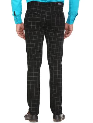 black checkered flat front casual trouser - 16186833 - Standard Image - 3