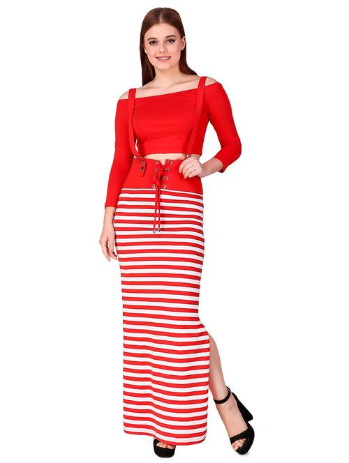 off shoulder striped dress - 16187384 - Standard Image - 1