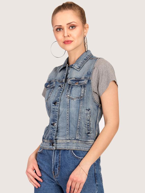 sleeveless button up denim jacket - 16187403 - Zoom Image - 1