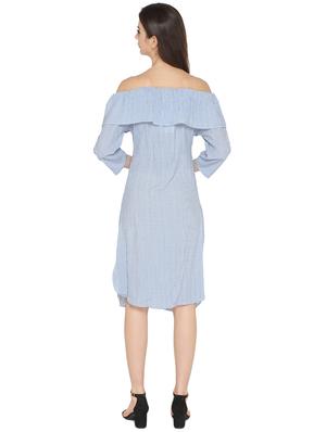 ruffle detail button up striped dress - 16187461 - Standard Image - 2