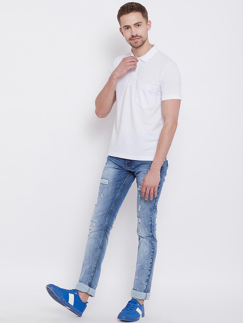 white solid polo t-shirt - 16187518 - Zoom Image - 4