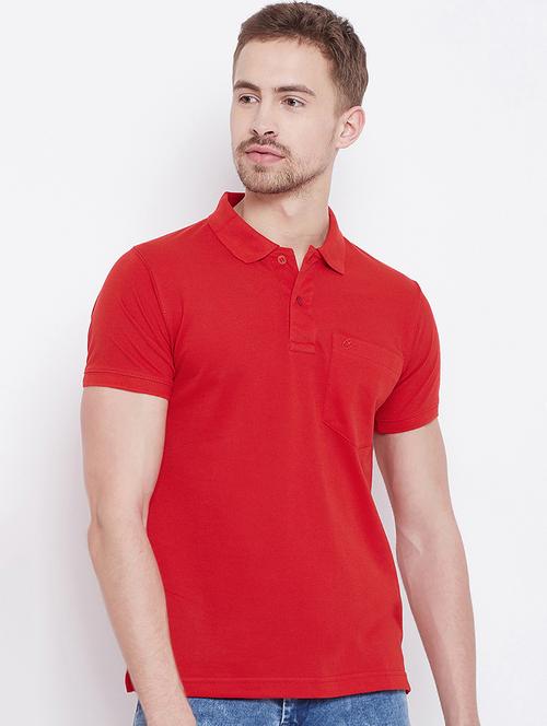 red solid polo tshirt - 16187521 - Standard Image - 1